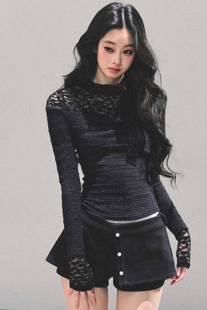 Black and White Lace Top