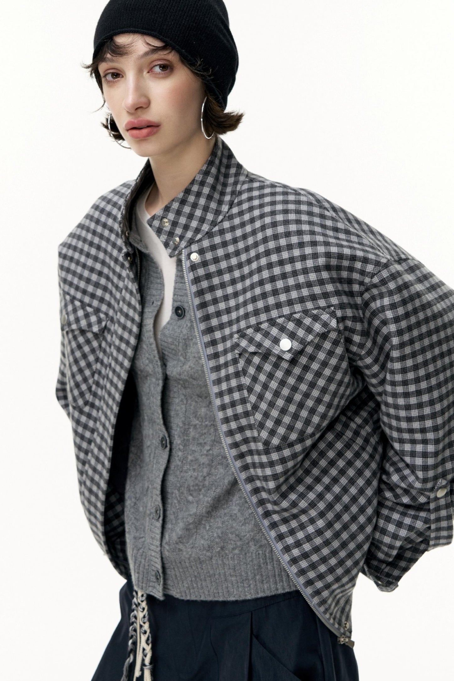 Gray Wool Knitted Cardigan