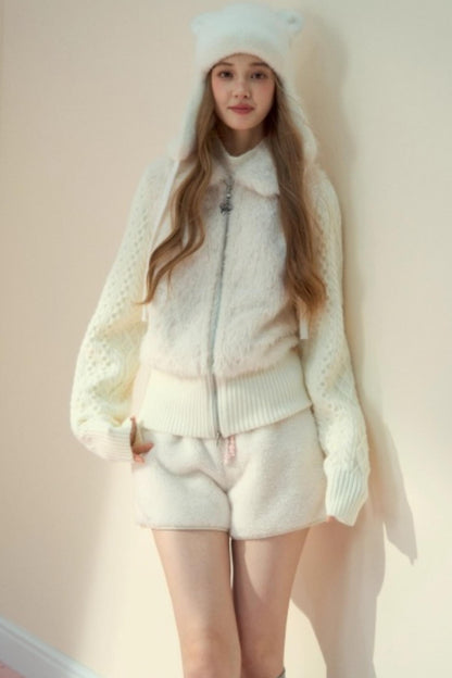 Fur Suede Versatile Lambwool Shorts