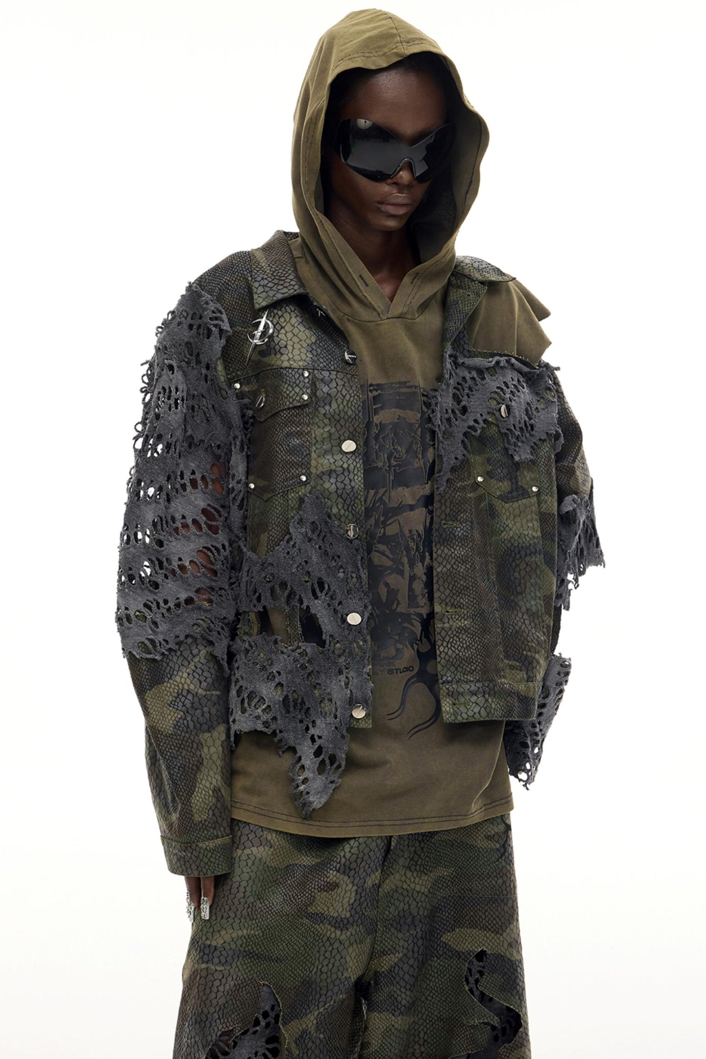 Cosmic Vortex Sleeveless Hooded Top