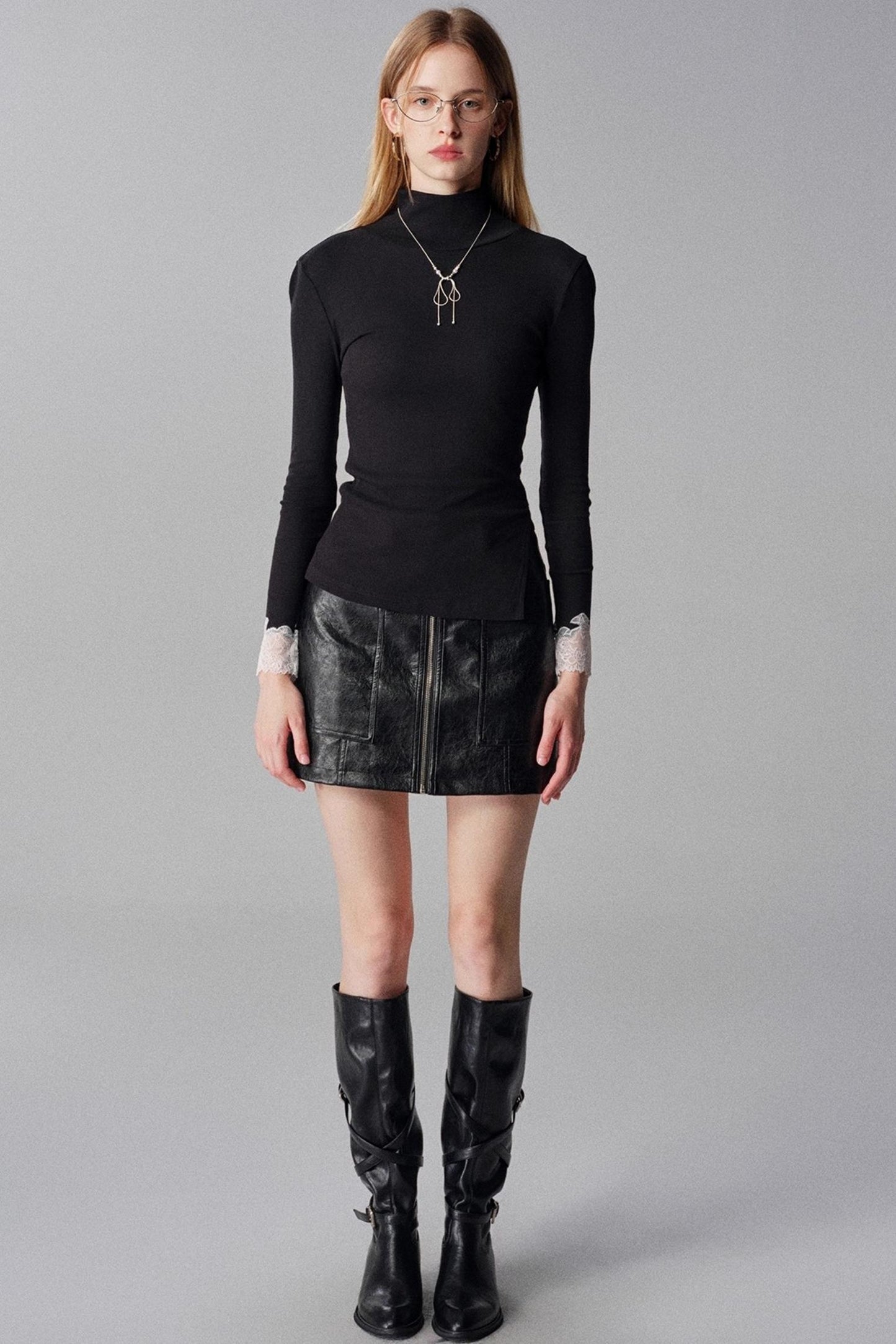 Autumn and Winter High-Waisted Leather Skirt