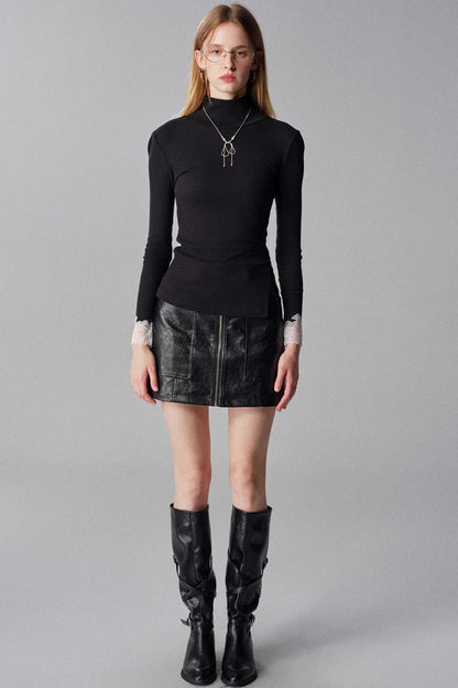 Autumn and Winter High-Waisted Leather Skirt