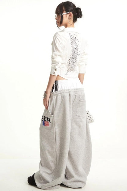 Apricot Rhinestone Pleated Shirt