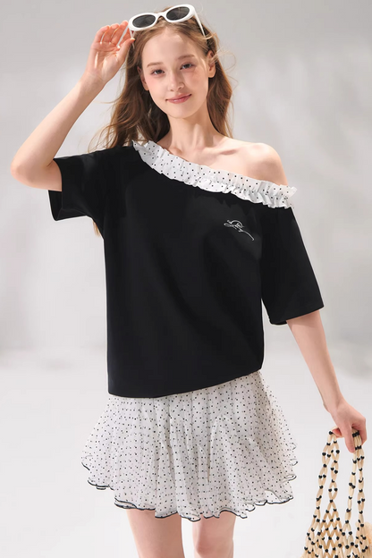 Velvet Polka Dot Skirt Set-Up