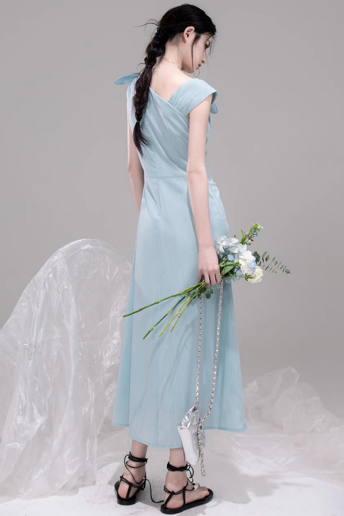 Twisted Cyan Blue Dress