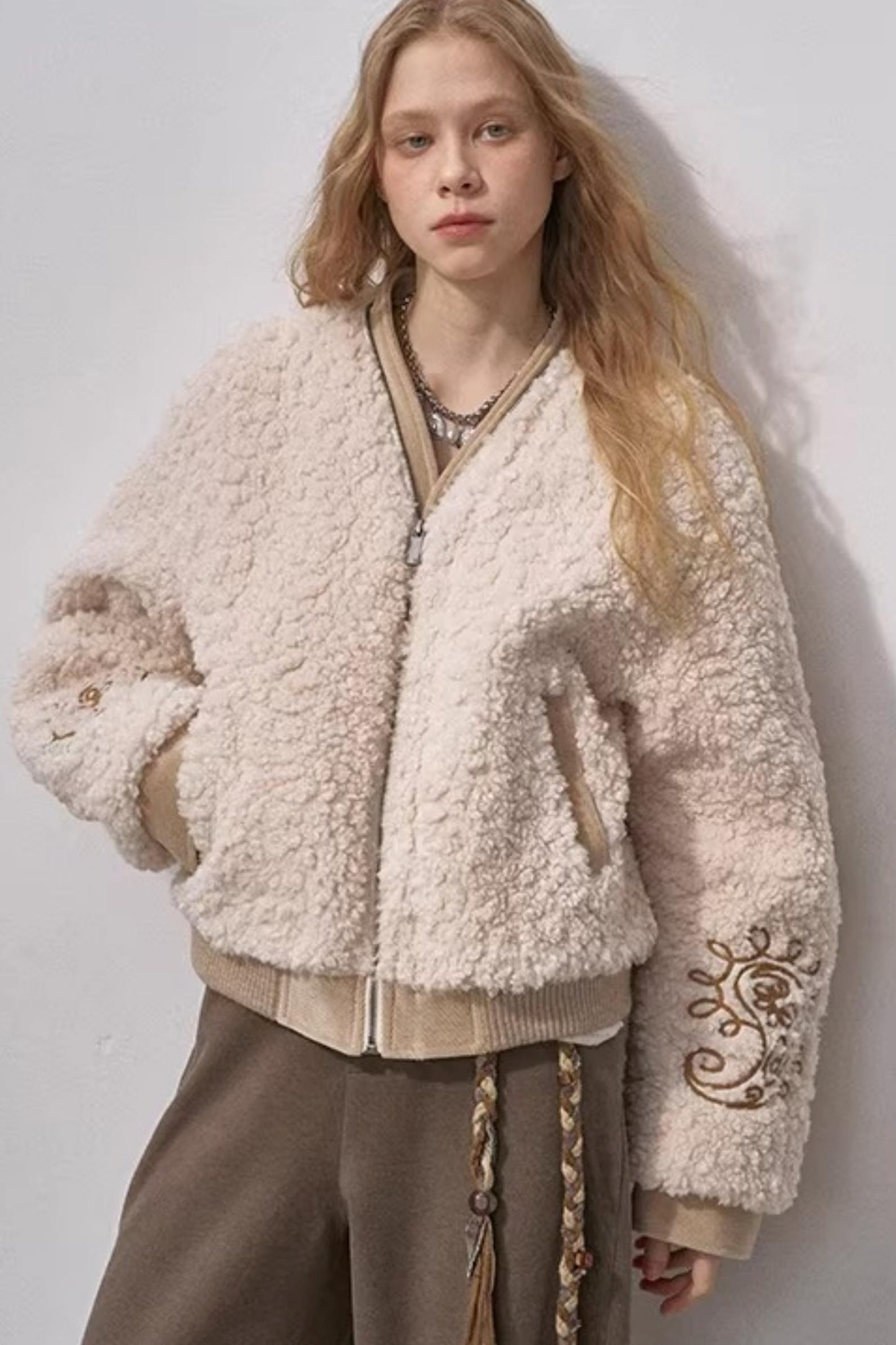 Lamb Wool Paisley Parka Jacket