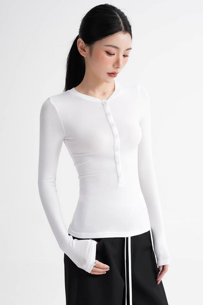 Wool Lyocell Henley Top