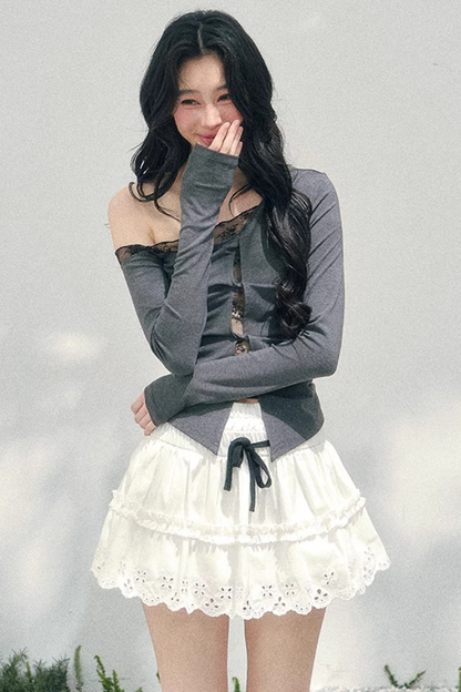 Spring White Half-Skirt