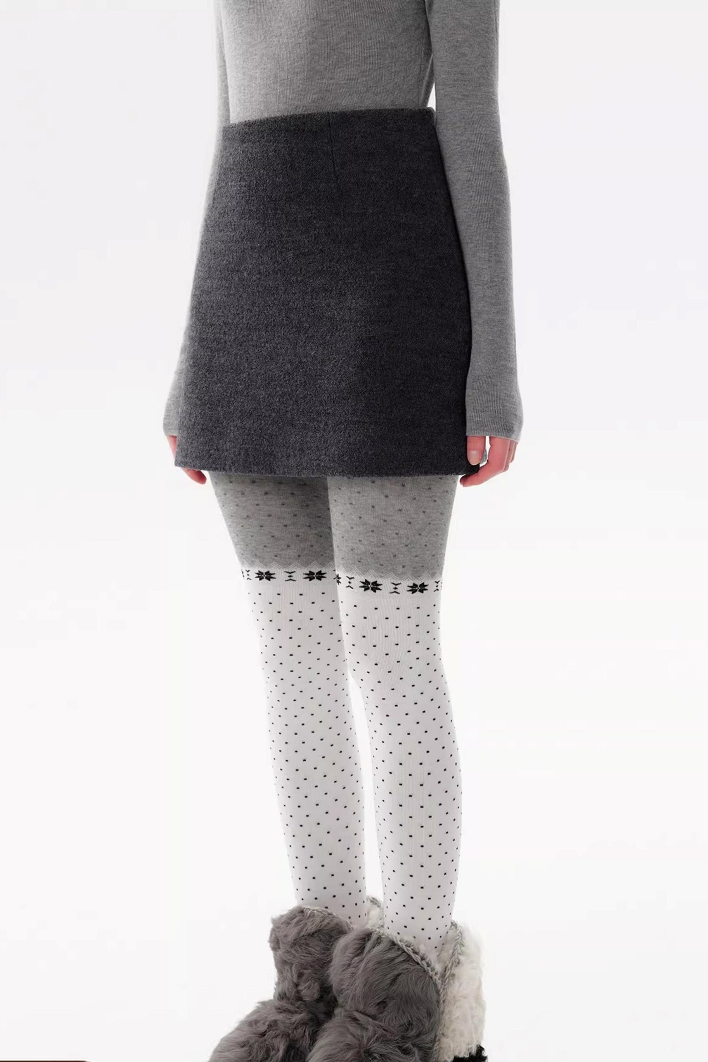 Black Wool Blend A-Line Skirt