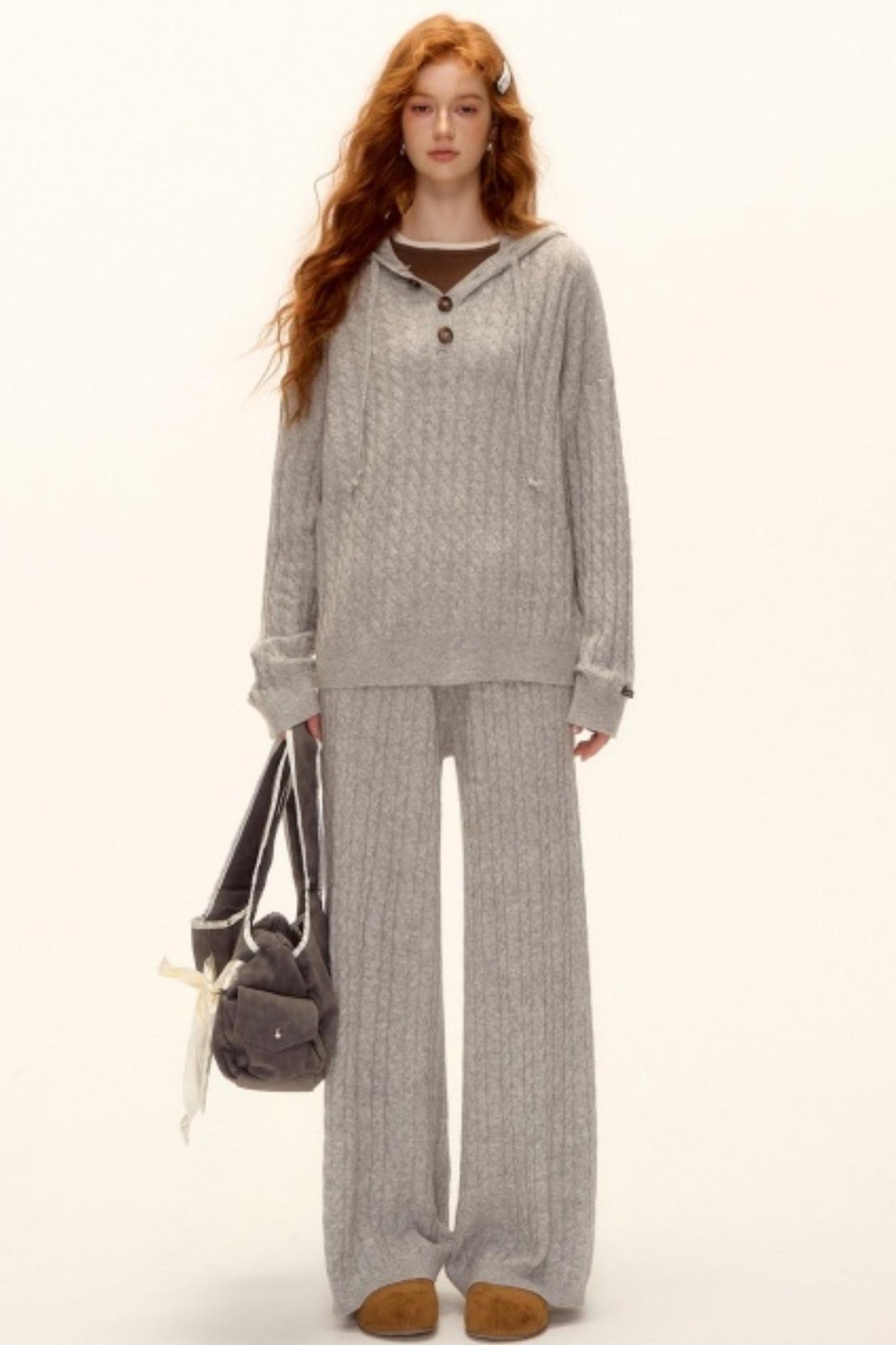 Wool Blend Hooded Knit Set-Up