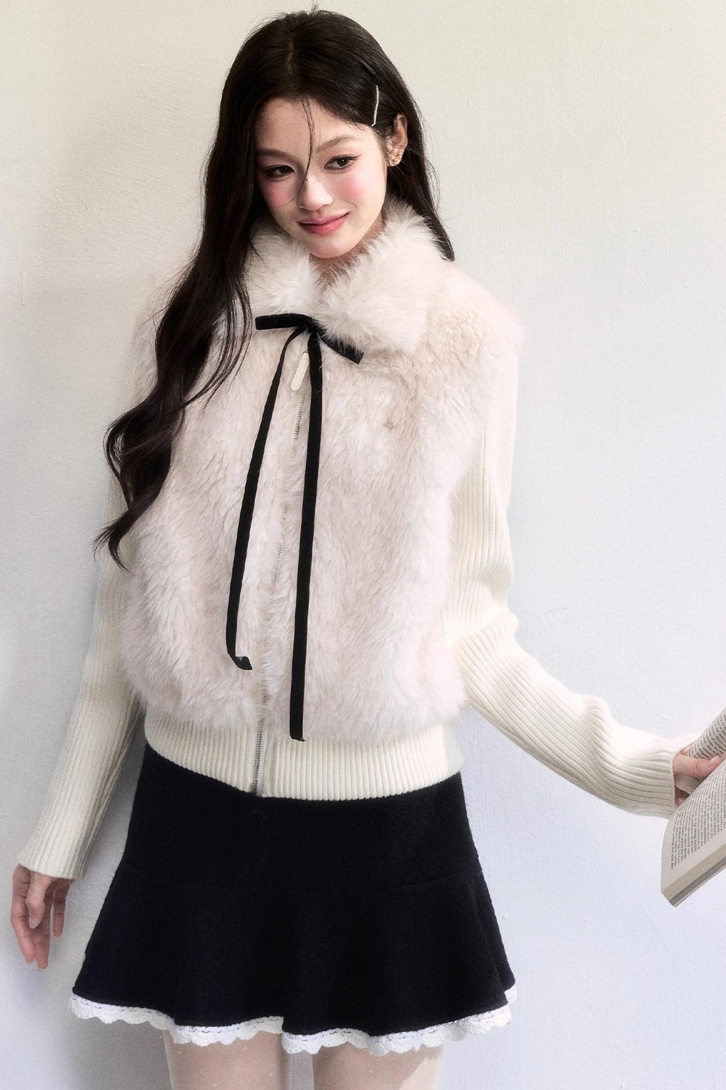 Color-Block Woolen Skirt