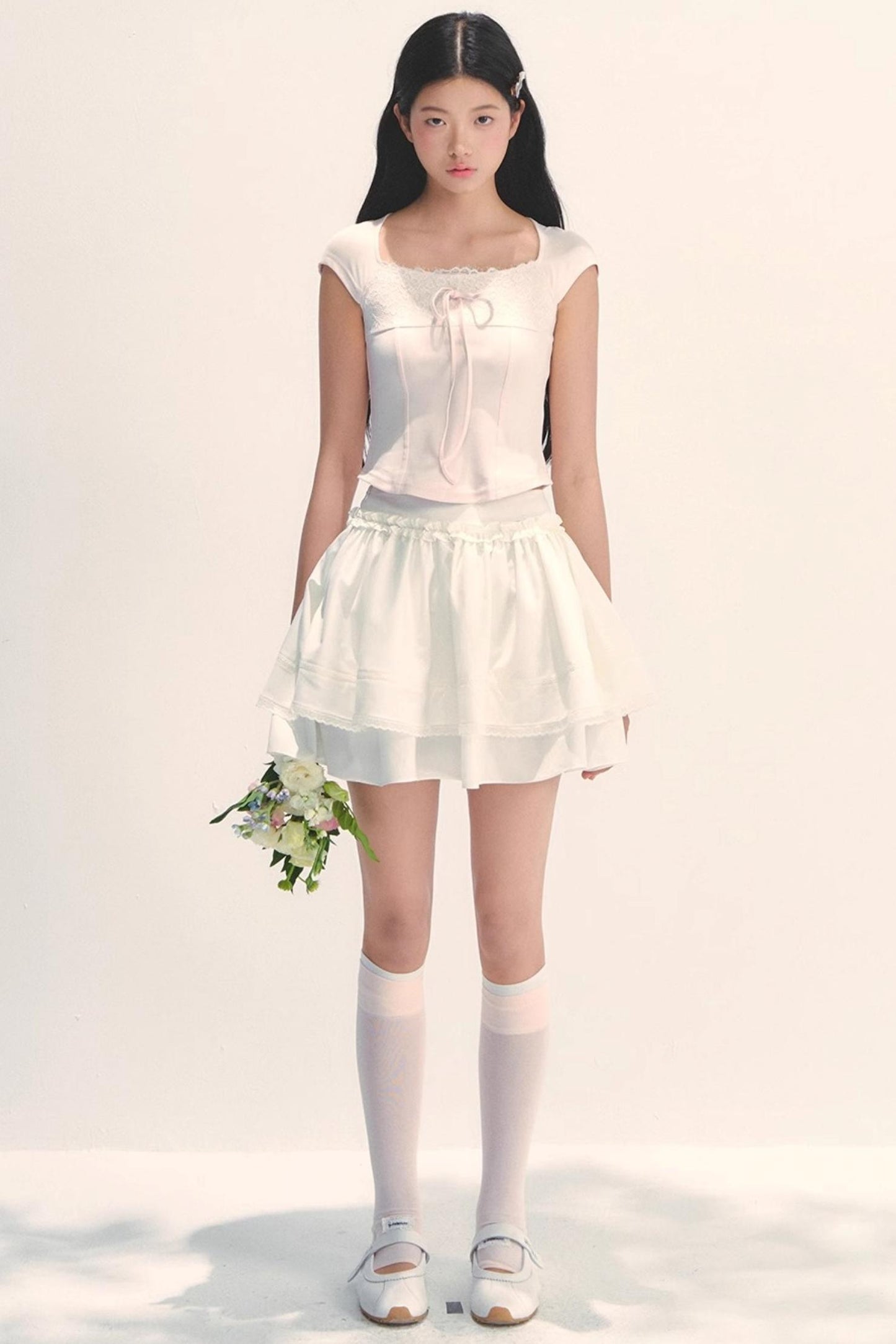 Cotton Lace Peplum Top