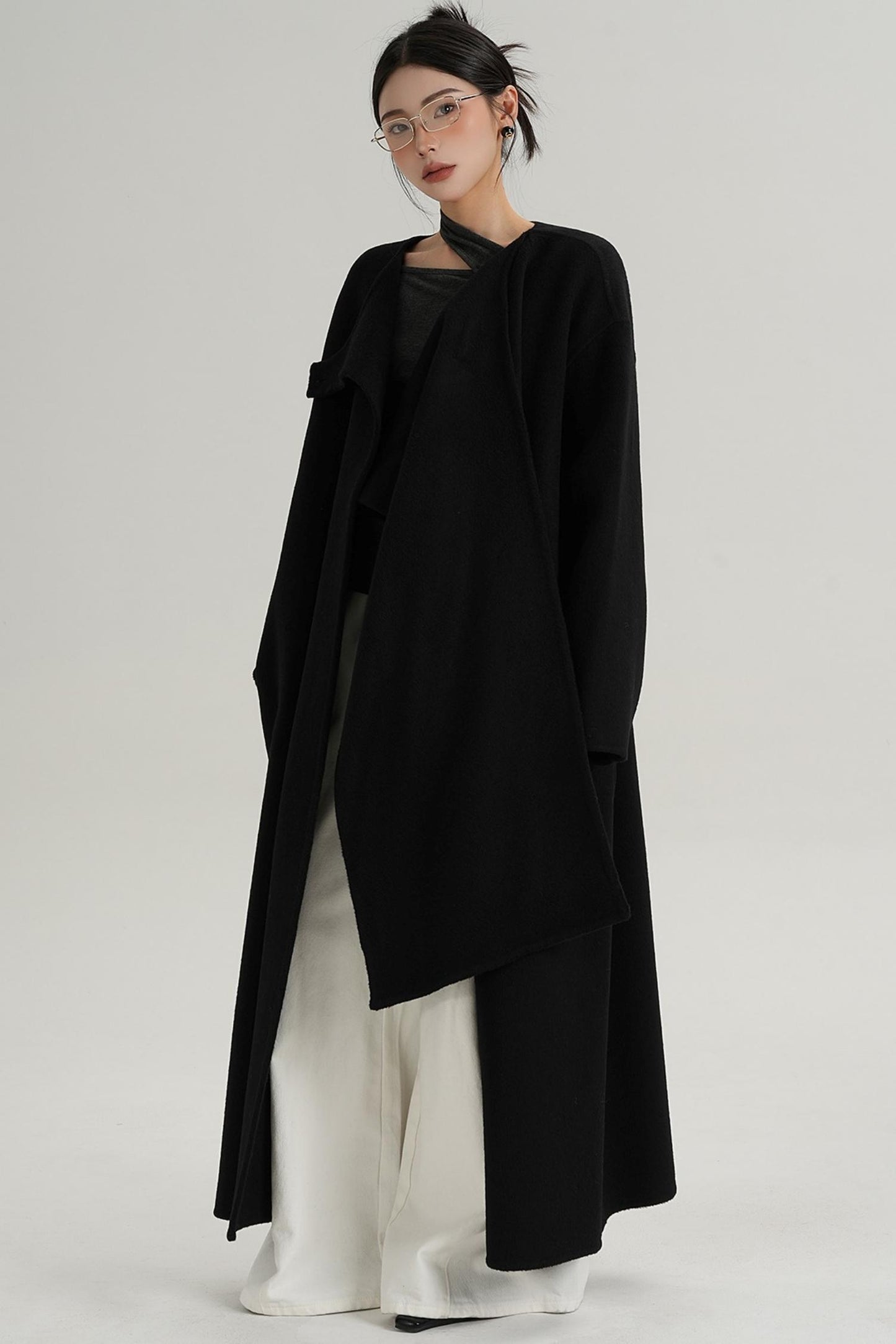High-End Shawl Collar Wool Long Coat