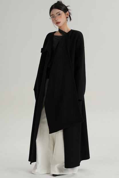High-End Shawl Collar Wool Long Coat