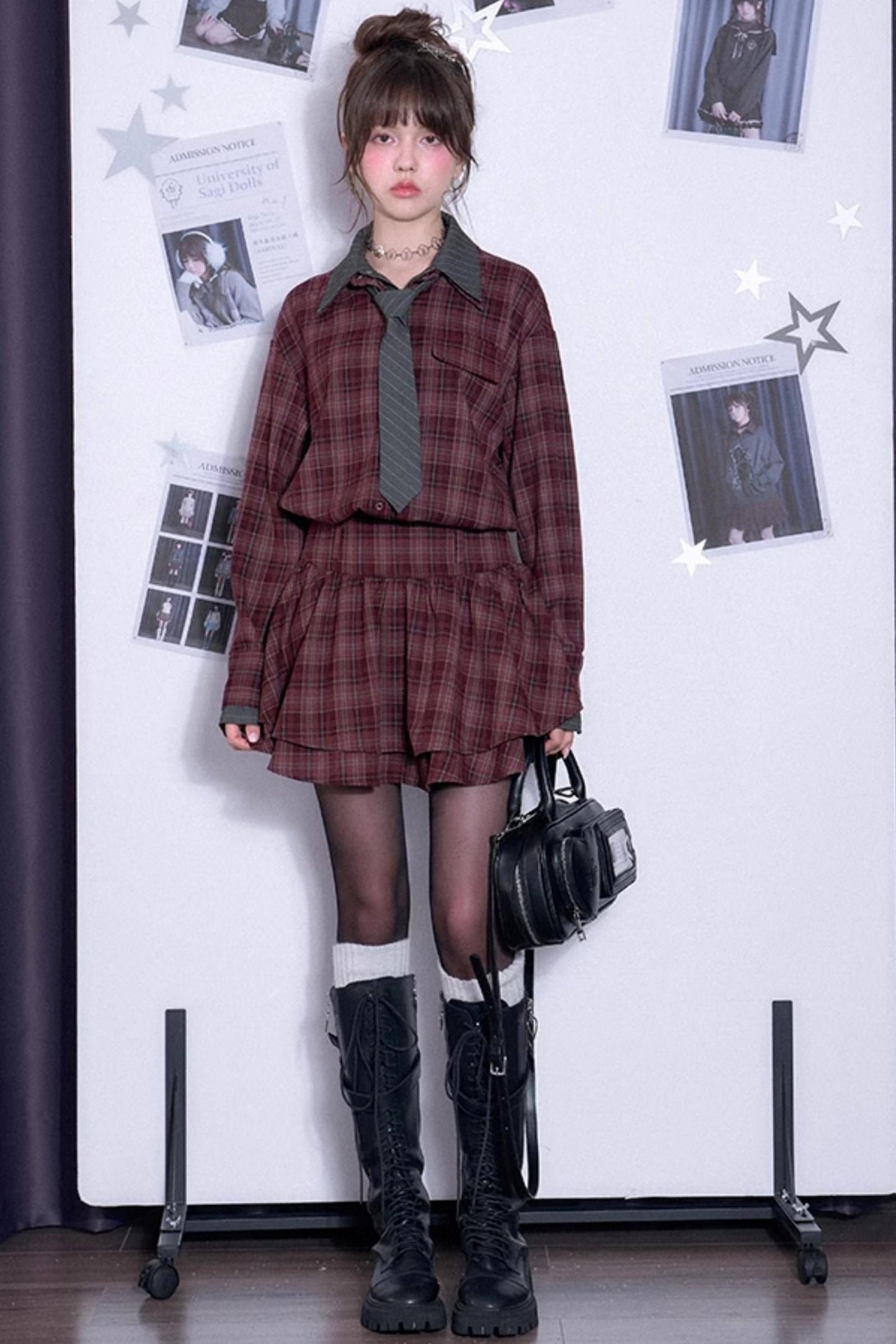 Versatile Red Plaid Spring Dress