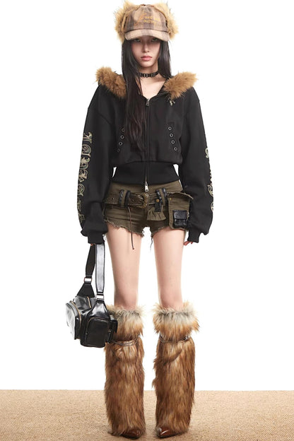 Light Gray Hooded Cardigan Jacket