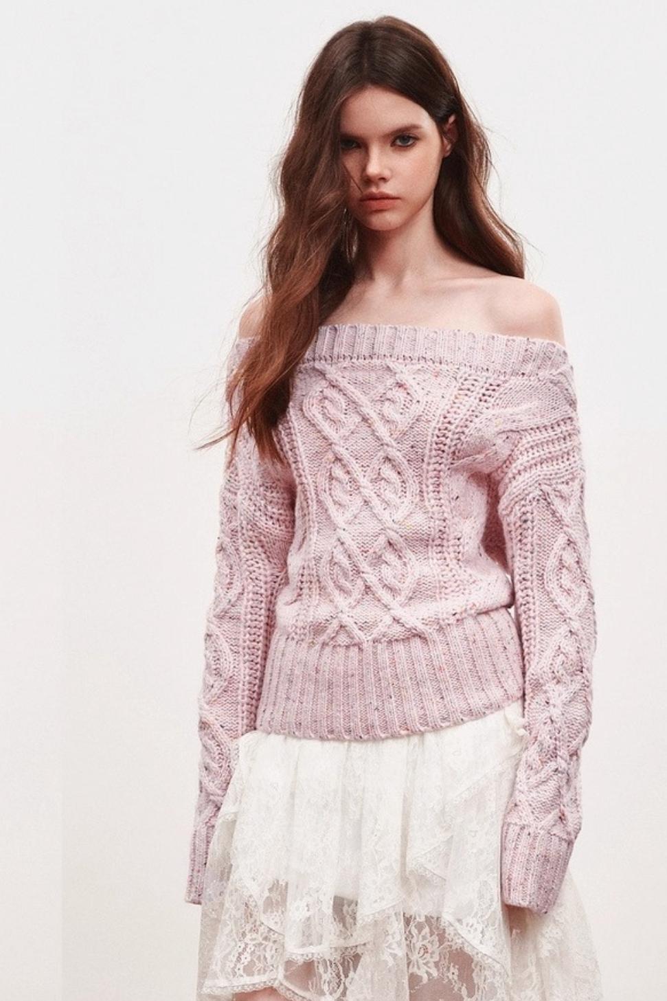 Irregular Striped One-Shoulder Sweater