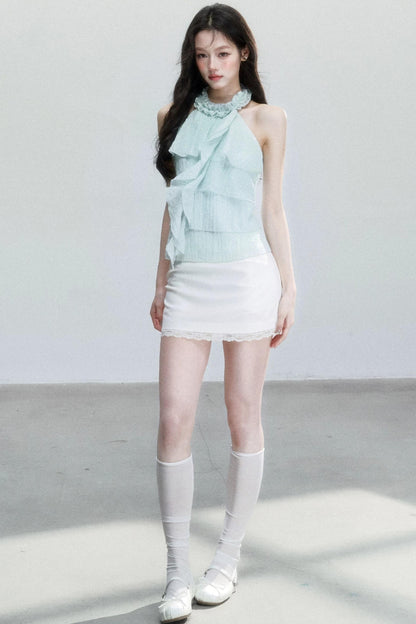 Mint Polka Dot Halter Top Set-Up