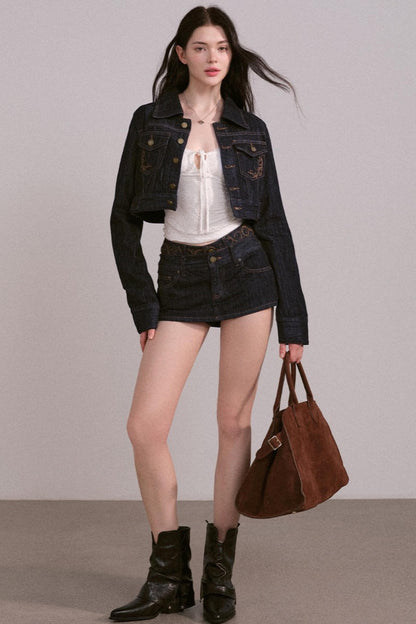 Low-Rise Denim Skirt