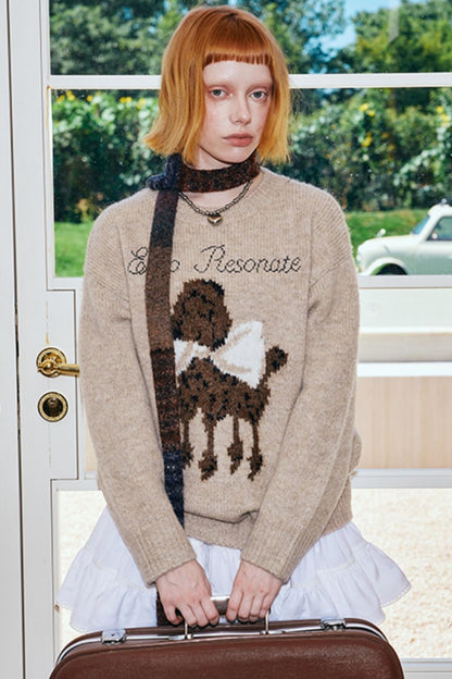 Dog Embroidery Knitted Sweater