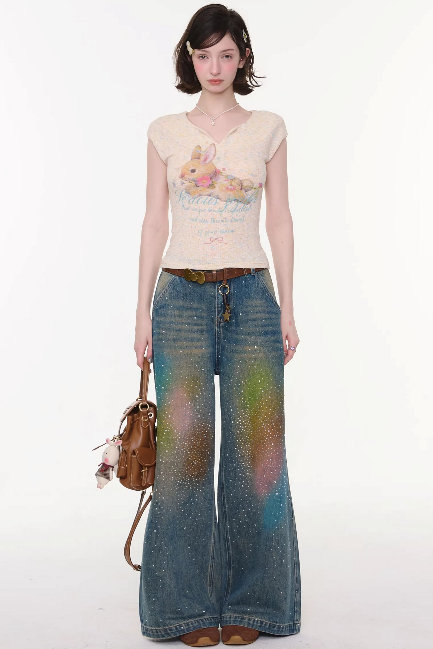 Gradient Rainbow Denim Pants