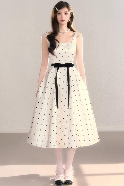 French Polka Dot A-Line Dress