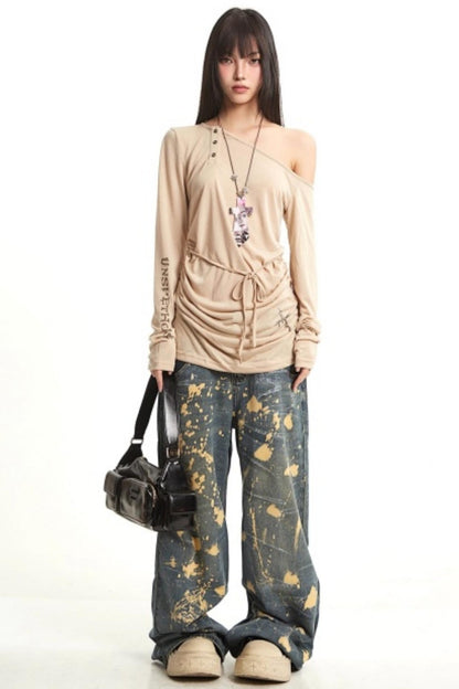 Retro Splatter Denim Pants