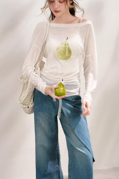 Bow-Detail Wide-Leg Jeans