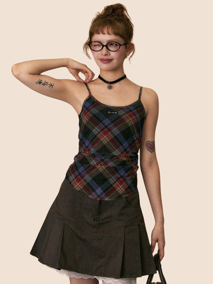 Retro Check Camisole Crop Top