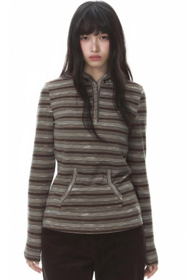 Striped Slimming Stretch Hoodie