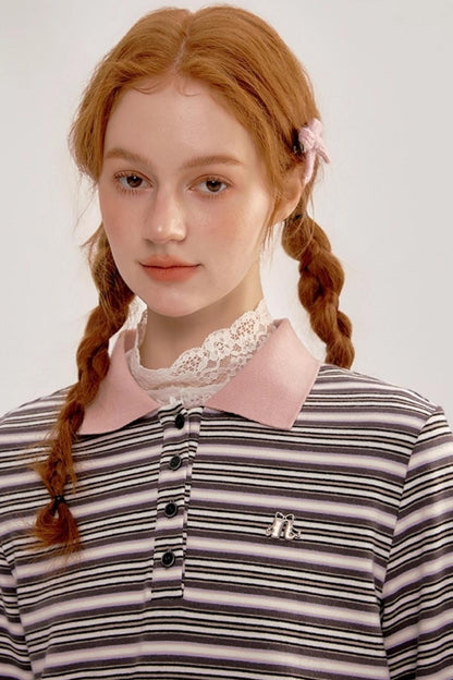 Retro Striped Polo Shirt