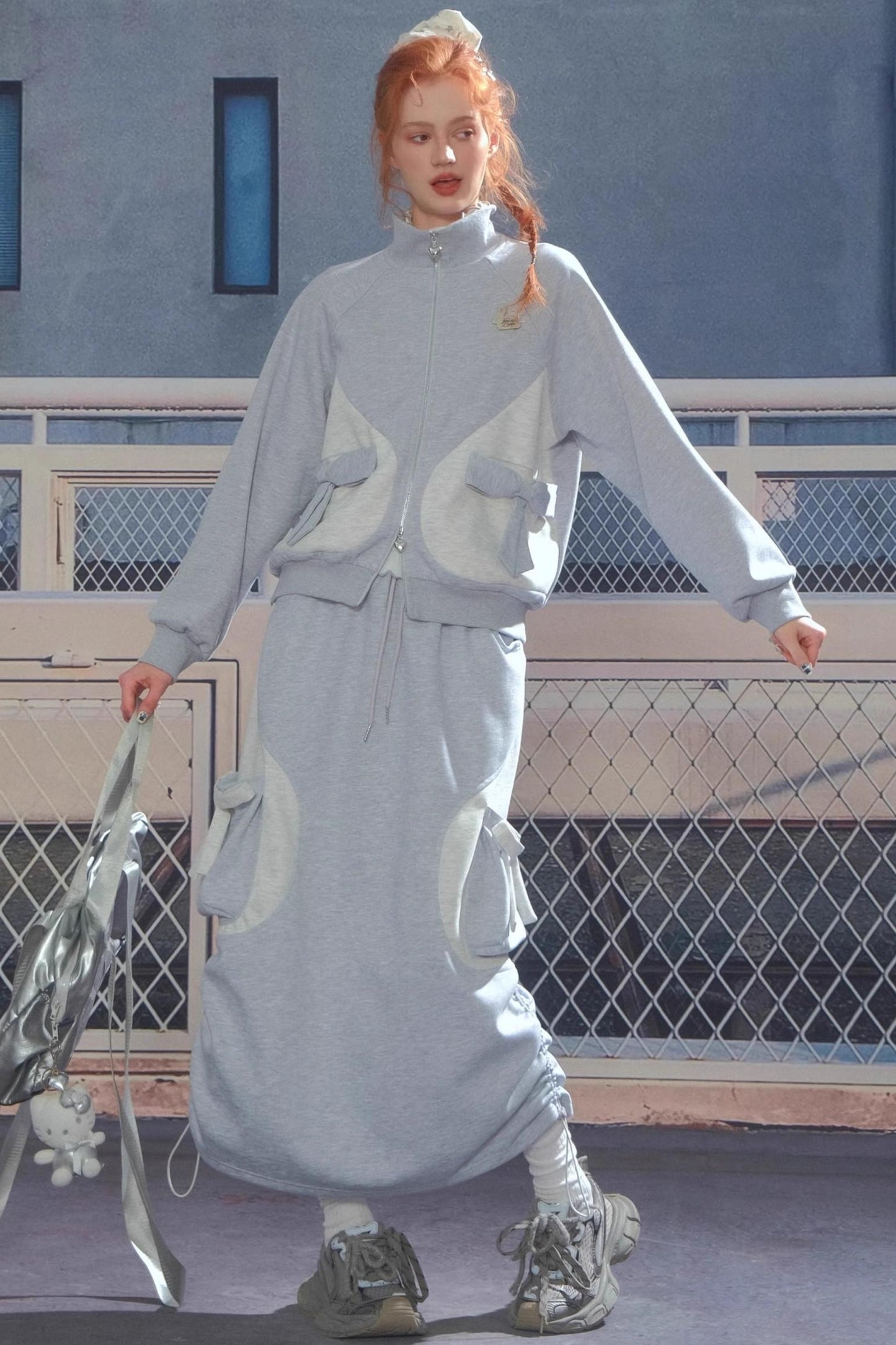 American Retro Bow Gray Sports Jacket