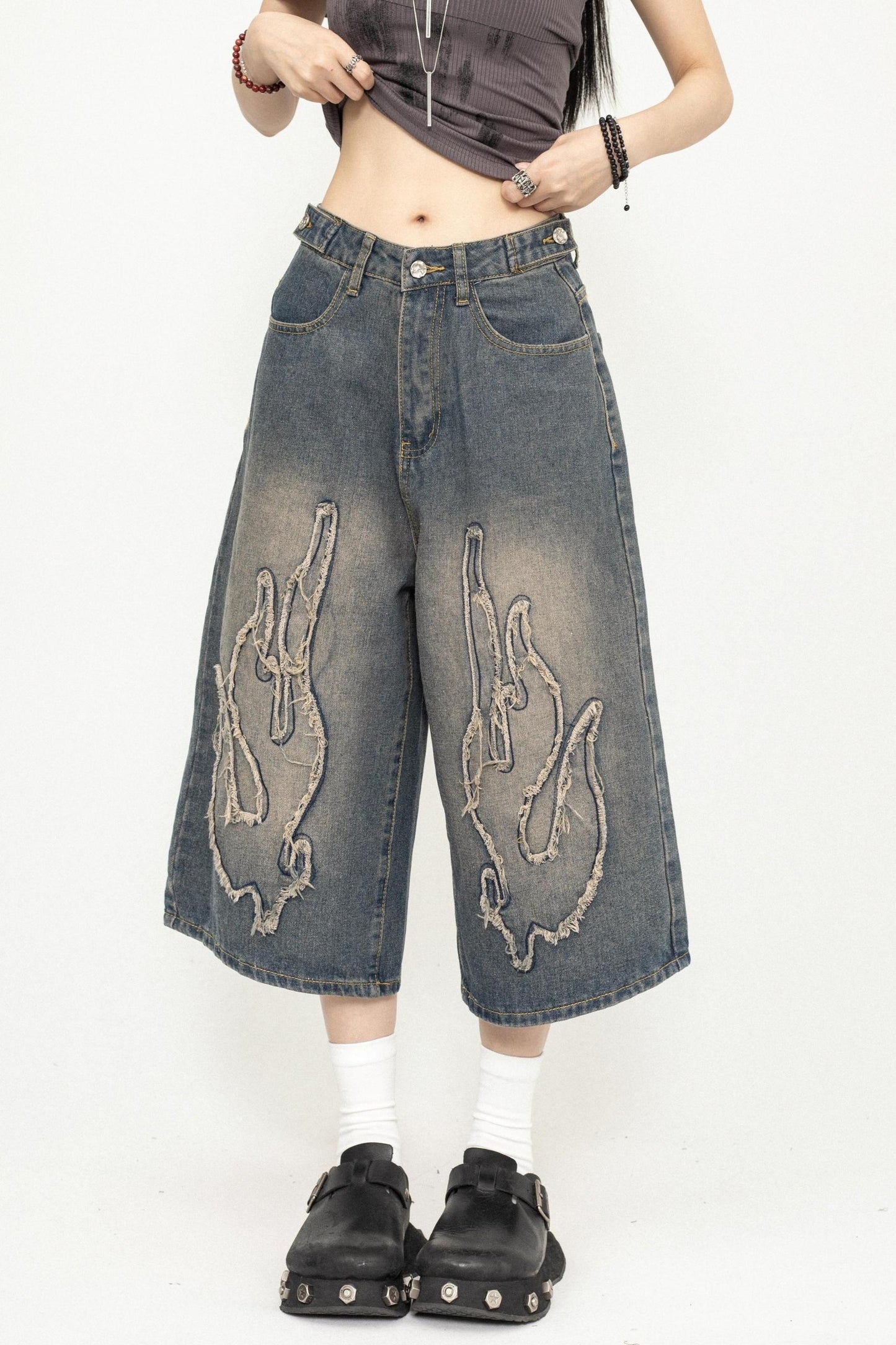 Denim Wide-Leg Trousers