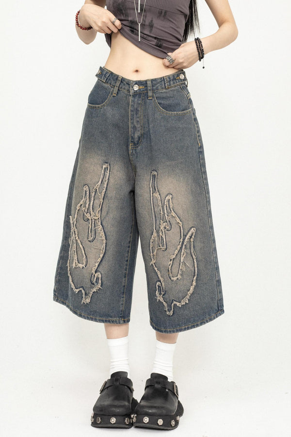 Denim Wide-Leg Trousers