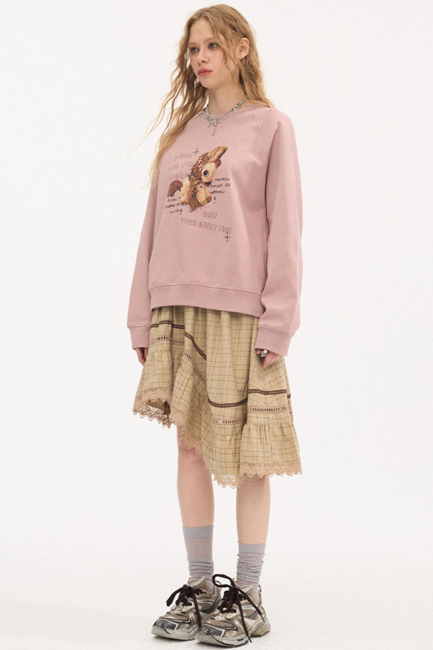 Irregular Wave Patchwork Midi Skirt