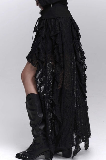 Irregular Lace Hem Skirt
