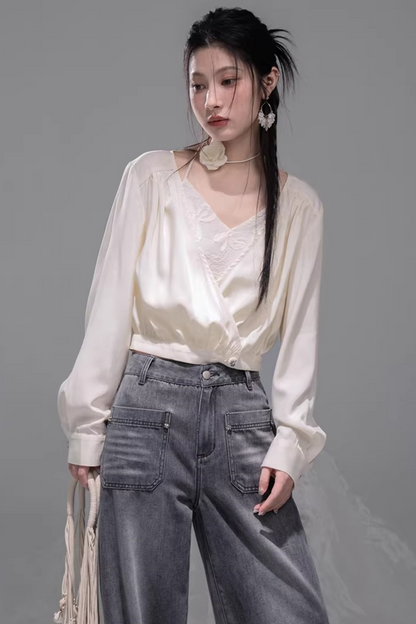 Cream Apricot Halter Top Set