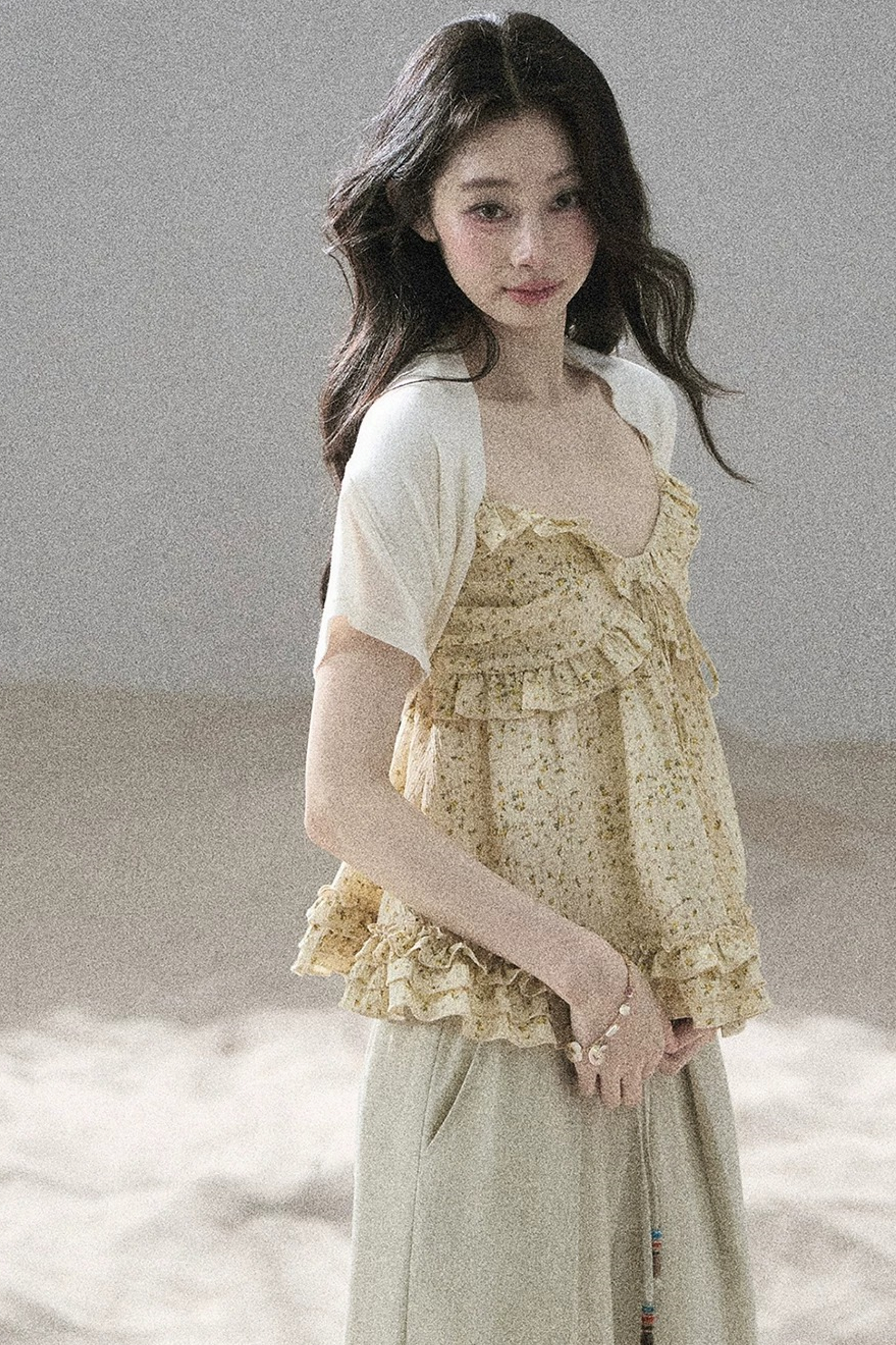 French Floral Ruffle Babydoll Top