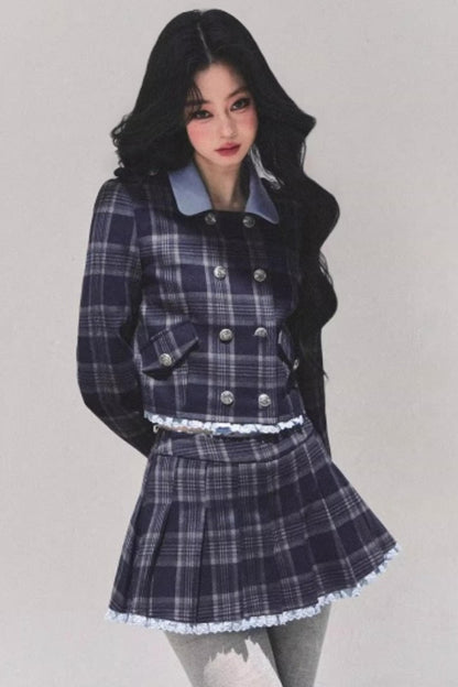 Proust Blue Plaid Suit Set-Up