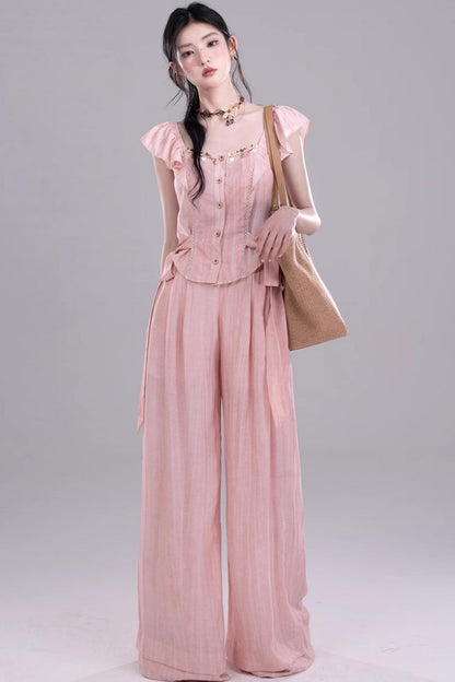 Blossom Breeze Ruffle Sleeve Tie Set-Up