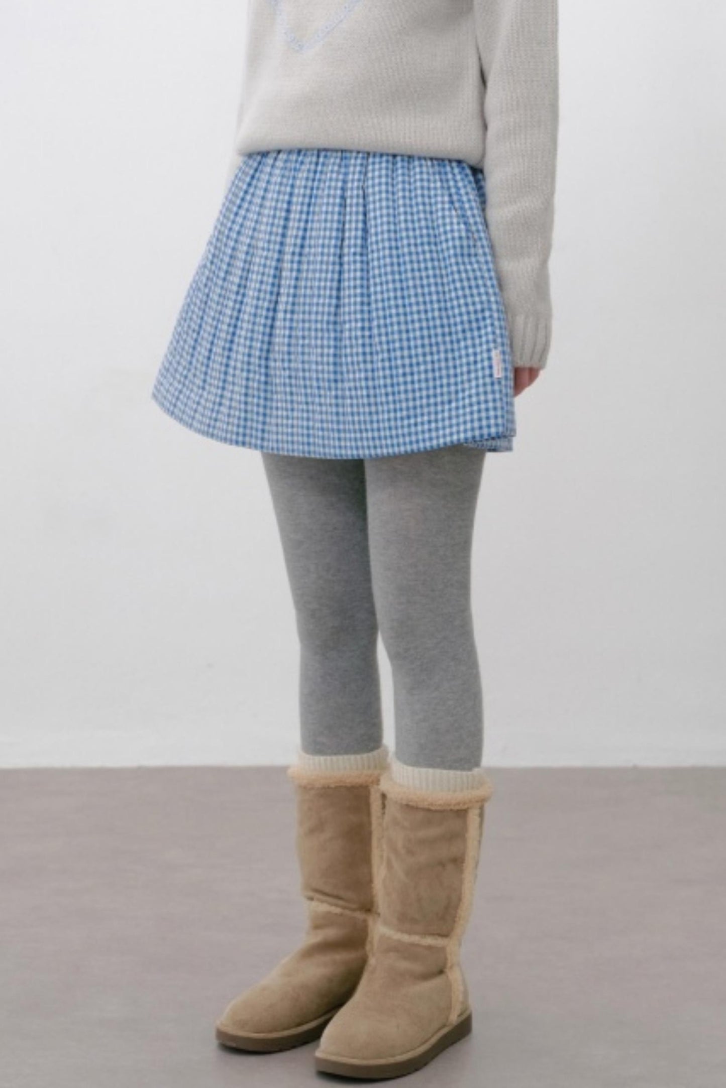 Elasticated Plaid Quilted A-Line Skirt