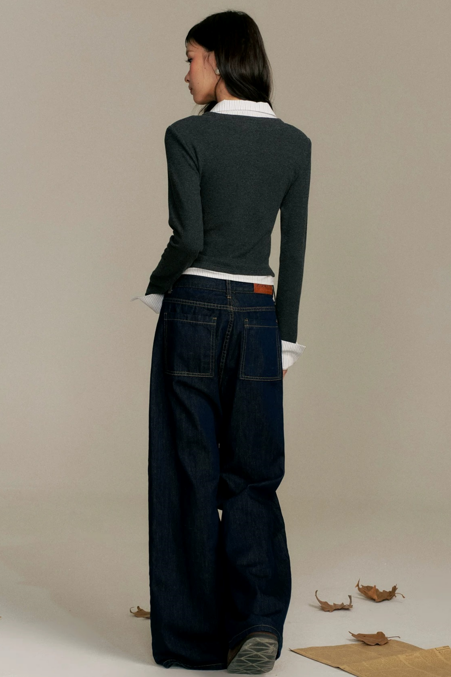 Contrasting Fake Two-Piece Top