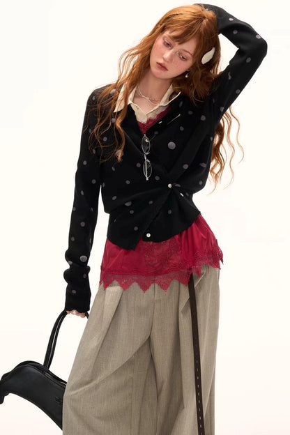 Polka Dot Asymmetrical Cardigan