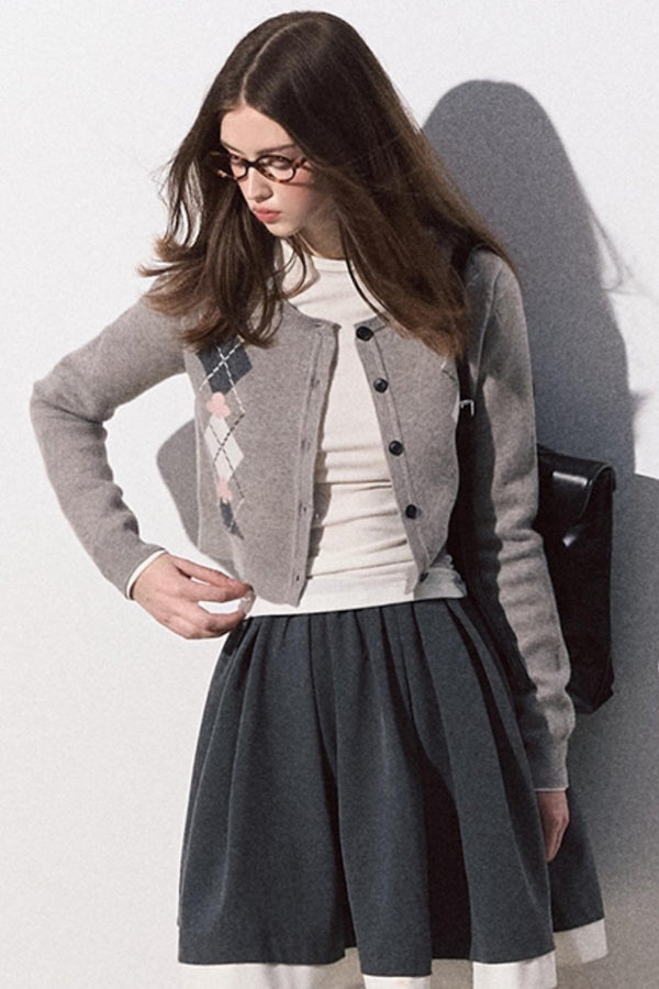 빈티지 퀼트 스웨터 가디건 세트 