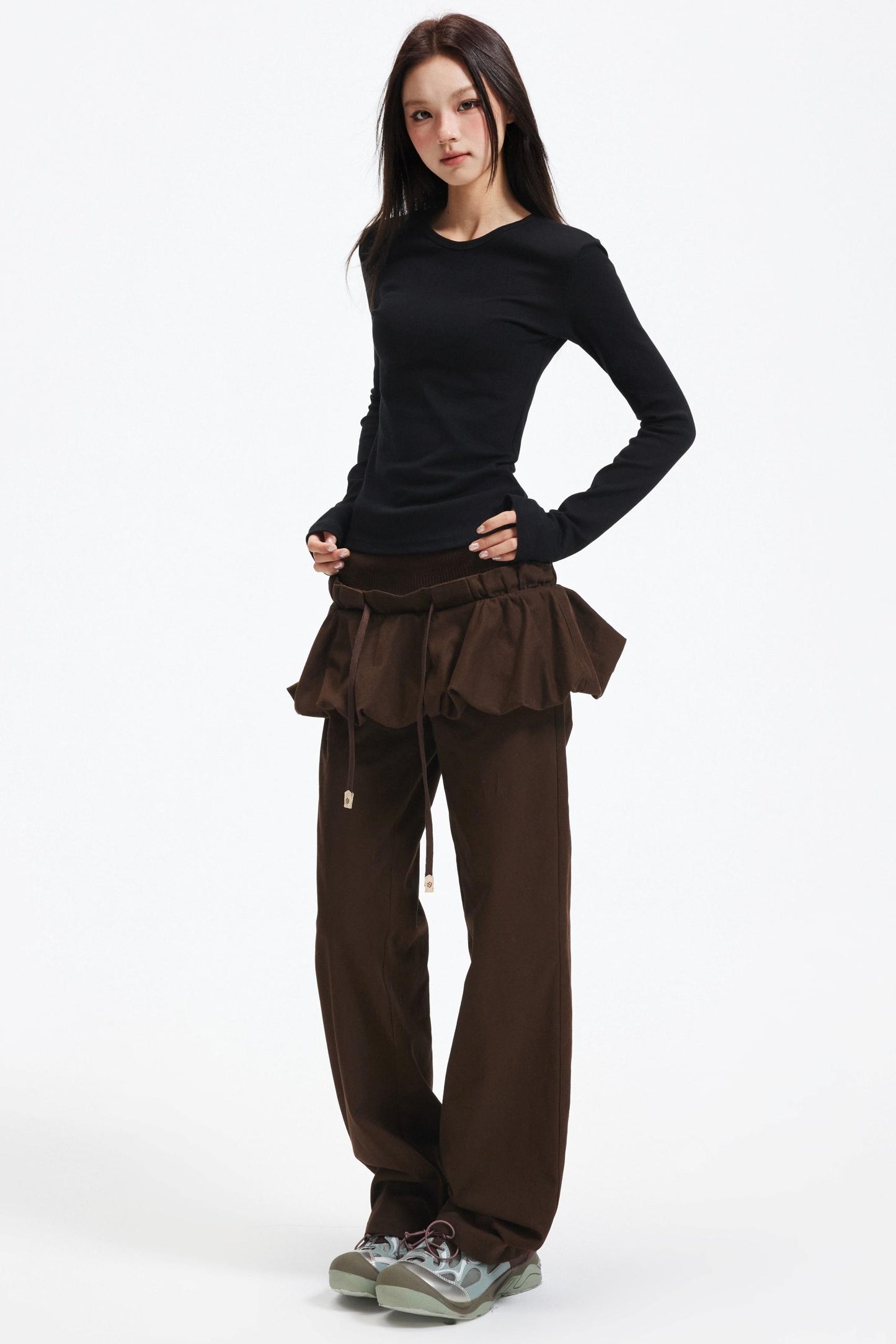 Coffee Patchwork Short Skirt