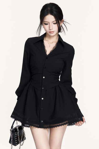 French Lace Patchwork Waist Dress & Pants Set