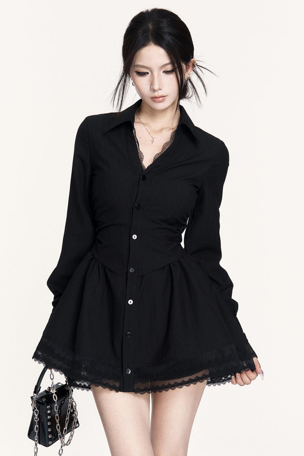 French Lace Patchwork Waist Dress & Pants Set