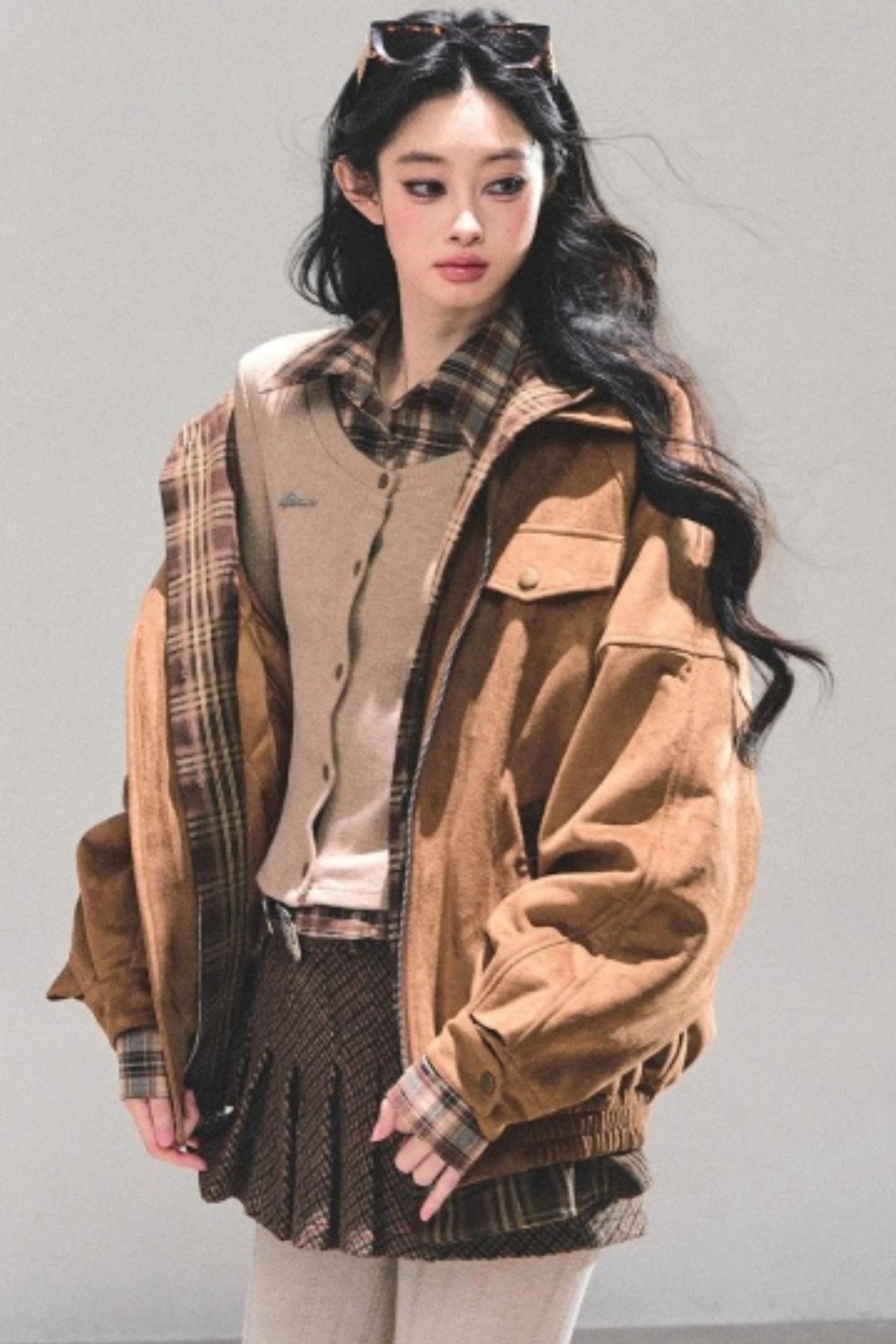 Hepburn Plaid Hooded Coat