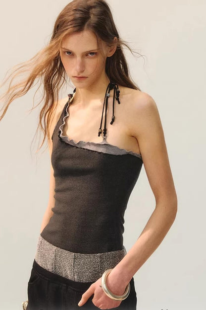 Frost Edge Beaded Halter Top