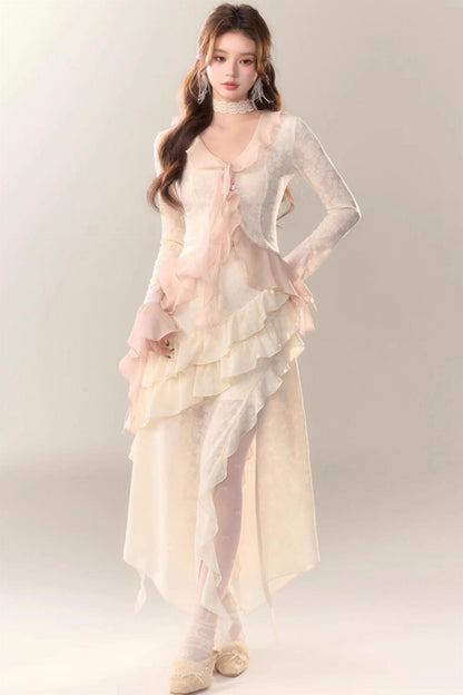 Blue Cherry Blossom Top Skirt Set-Up